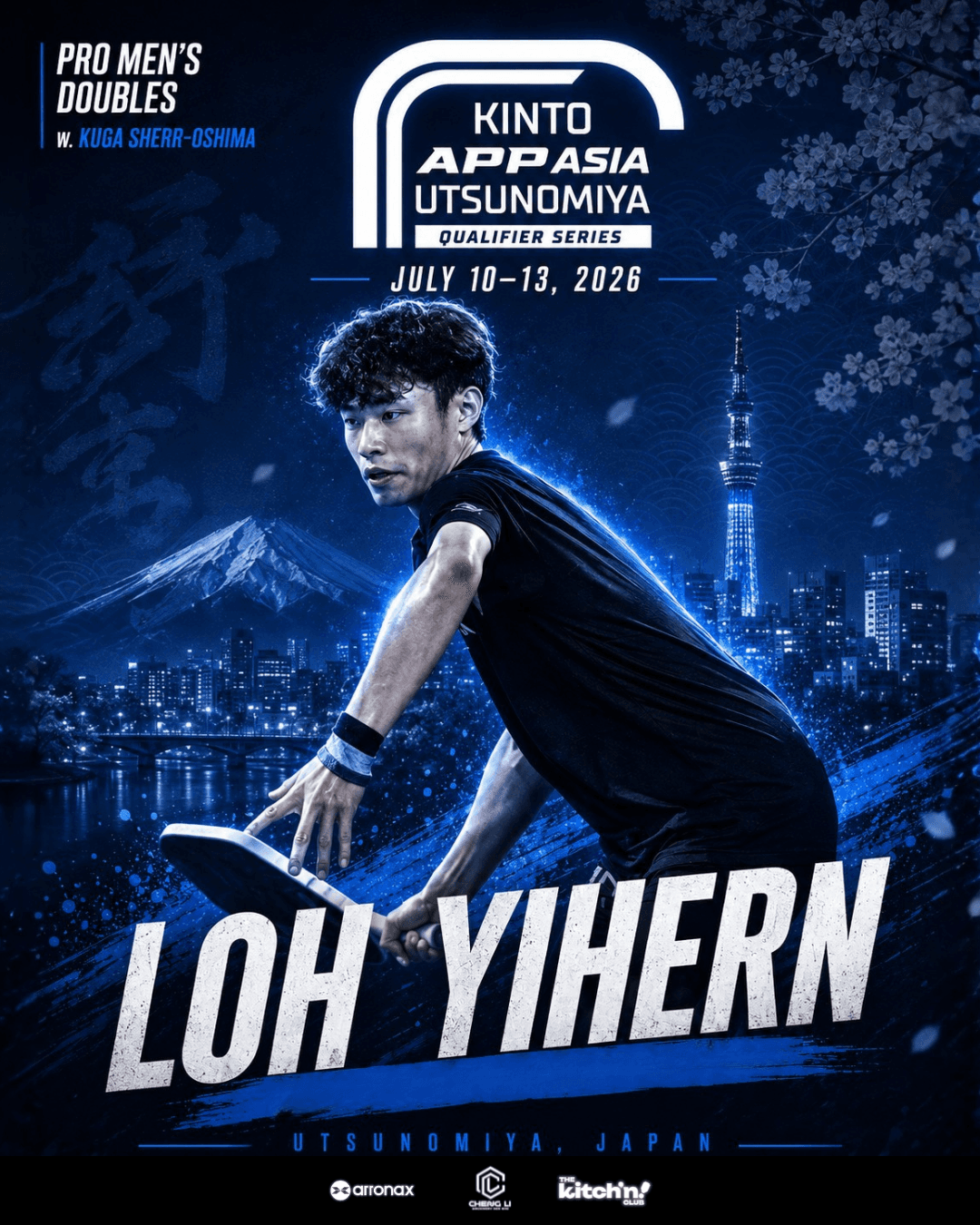 Blue tournament poster for Loh Yih Ern at the APP Asia Utsunomiya Qualifier Series